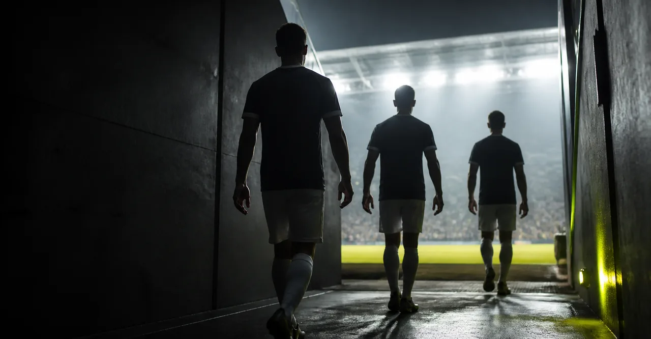 Jugadores entrando a un estadio desde el túnel